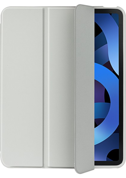 iPad Air 11(2024)/AIR(2020)/AIR(2022)- Mikrofiber Deri+Tpu+Silikon Üç Katlı Standlı Tablet Kılıfı (Yurt Dışından)