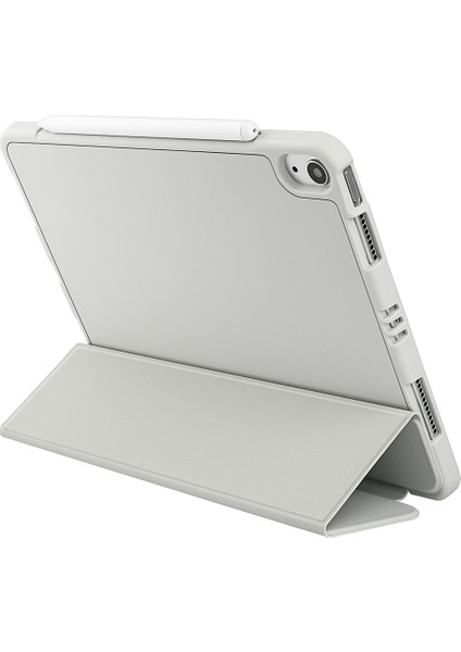 iPad Air 11(2024)/AIR(2020)/AIR(2022)- Mikrofiber Deri+Tpu+Silikon Üç Katlı Standlı Tablet Kılıfı (Yurt Dışından)