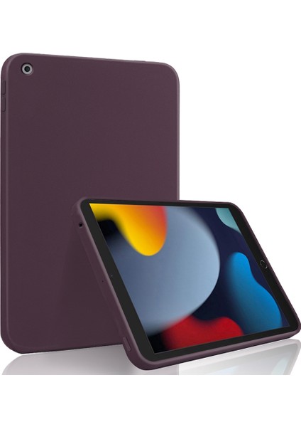 iPad 10.2(2021)/(2020)/(2019)YUMUŞAK Sıvı Silikon Tampon Slim Fit Darbeye Dayanıklı Koruyucu Telefon Kılıfı-Koyu (Yurt Dışından)