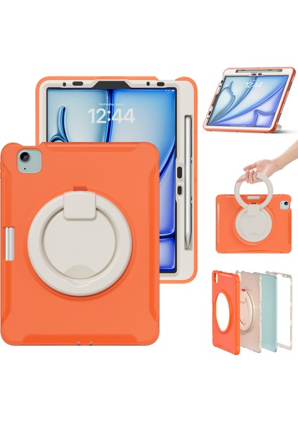 iPad Air 11(2024)/AIR(2022)/(2020)/IPAD Pro 11(2022)/(2021)/(2020)/(2018)CASE Kickstand Pc+Tpu Kalem Yuvalı Kapak-Mercan (Yurt Dışından)