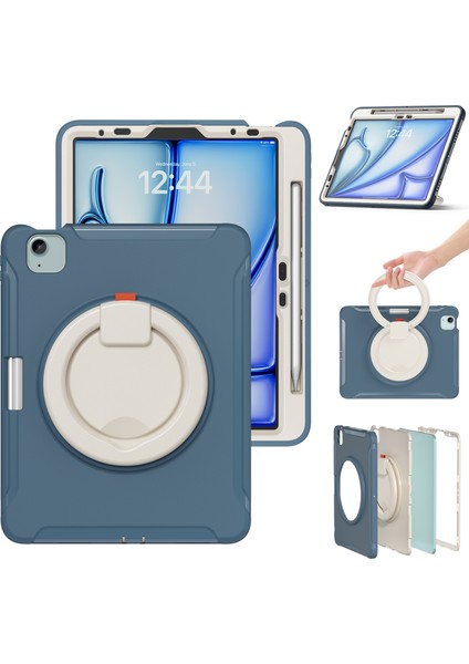 iPad Air 11(2024)/AIR(2022)/(2020)/IPAD Pro 11(2022)/(2021)/(2020)/(2018)CASE Kickstand Pc+Tpu Kalem Yuvalı Kapak-Peygamber Çiçeği Si (Yurt Dışından)