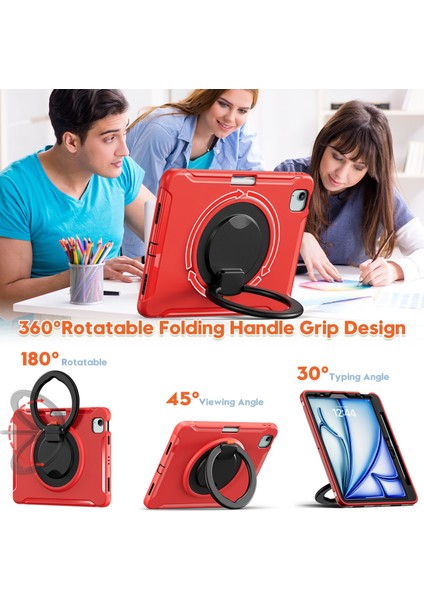 iPad Air 11(2024)/AIR(2022)/(2020)/IPAD Pro 11(2022)/(2021)/(2020)/(2018)CASE Kickstand Pc+Tpu Kalem Yuvalı Kapak- (Yurt Dışından)