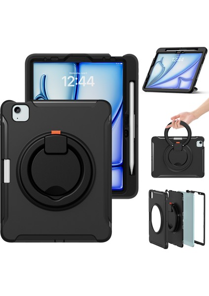 iPad Air 11(2024)/AIR(2022)/(2020)/IPAD Pro 11(2022)/(2021)/(2020)/(2018)CASE Kickstand Pc+Tpu Kalem Yuvalı Kapak- (Yurt Dışından)
