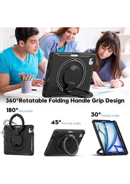 iPad Air 11(2024)/AIR(2022)/(2020)/IPAD Pro 11(2022)/(2021)/(2020)/(2018)CASE Kickstand Pc+Tpu Kalem Yuvalı Kapak- (Yurt Dışından)