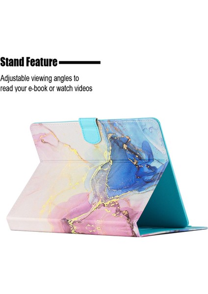 10 Inç Tablet Evrensel Pu Deri Kılıf Dikiş Mermer Desenli Çizilmez Koruyucu Kapak Standlı Kart Tutucu- Mermer (Yurt Dışından)
