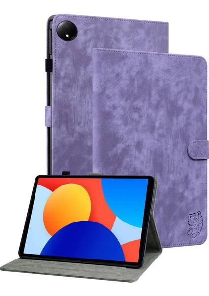 Xiaomi Redmi Pad Se 4g 8.7 Inç Kılıflar Kaplan Baskı Anti-Scratch Pu Deri Tablet Kapak- (Yurt Dışından)