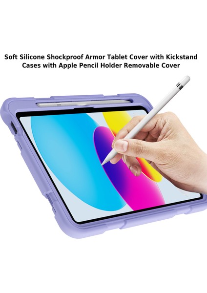 iPad 10.9(2022)SILIKON Koruyucu Kapak Pc Kickstand Çocuk Dostu Tablet Kılıfı- (Yurt Dışından)