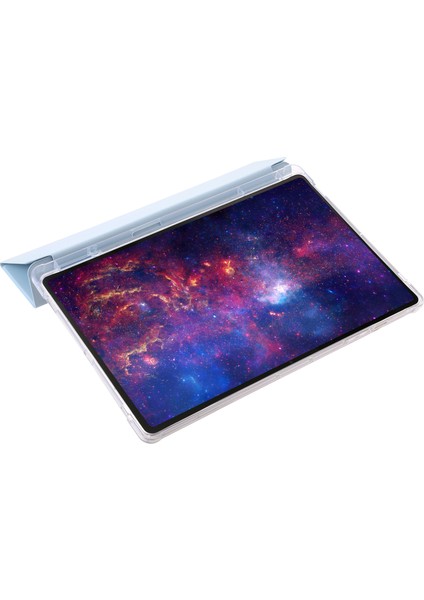 Samsung Galaxy Tab S10 Ultra Kılıf Üç Katlı Standlı Deri+Tpu+Akrilik Şeffaf Arkalı Tablet Kılıfı-Bebek Si (Yurt Dışından)