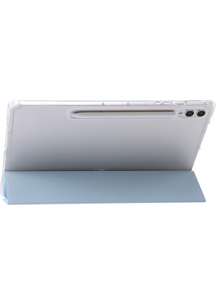 Samsung Galaxy Tab S10 Ultra Kılıf Üç Katlı Standlı Deri+Tpu+Akrilik Şeffaf Arkalı Tablet Kılıfı-Bebek Si (Yurt Dışından)