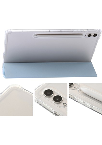 Samsung Galaxy Tab S10 Ultra Kılıf Üç Katlı Standlı Deri+Tpu+Akrilik Şeffaf Arkalı Tablet Kılıfı-Bebek Si (Yurt Dışından)