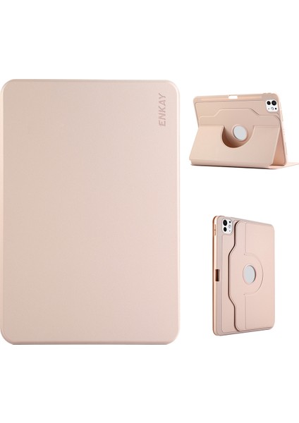 iPad Pro 11(2024)HAT Prınce Standlı Kılıf Tpu+Pu Otomatik Uyandırma/uyku 360 Derece Döndürme Tablet Kapağı- (Yurt Dışından)
