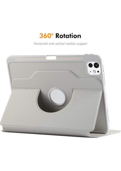 iPad Pro 11(2024)HAT Prınce Standlı Kılıf Tpu+Pu Otomatik Uyandırma/uyku 360 Derece Döndürme Tablet Kapağı- (Yurt Dışından)