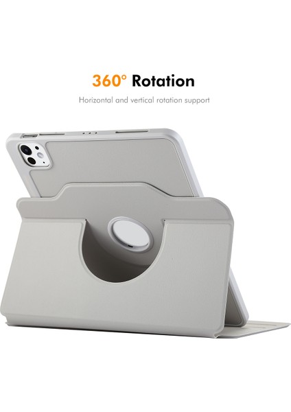 iPad Pro 11(2024)HAT Prınce Standlı Kılıf Tpu+Pu Otomatik Uyandırma/uyku 360 Derece Döndürme Tablet Kapağı- (Yurt Dışından)