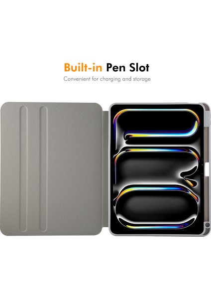 iPad Pro 11(2024)HAT Prınce Standlı Kılıf Tpu+Pu Otomatik Uyandırma/uyku 360 Derece Döndürme Tablet Kapağı- (Yurt Dışından)