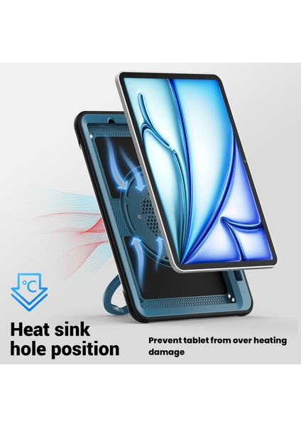 iPad Air 11(2024) Kılıf Omuz Askılı Kickstand Pc+Tpu Tablet Kılıfı-Lacivert (Yurt Dışından)