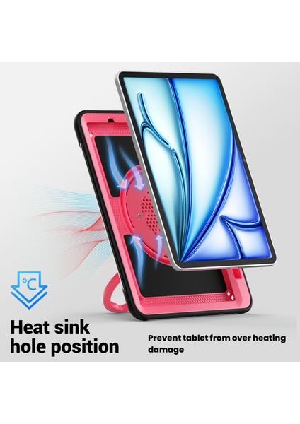 iPad Air 11(2024) Omuz Askılı Kılıf Kickstand Pc+Tpu Tablet Kılıfı- (Yurt Dışından)