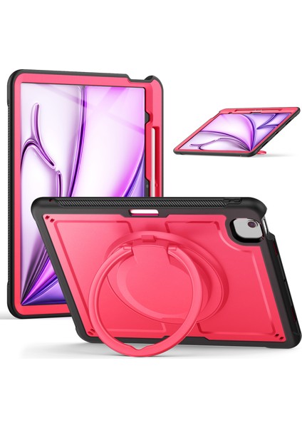 iPad Air 13(2024) Kılıf Omuz Askılı Kickstand Pc+Tpu Tablet Kılıfı- (Yurt Dışından)