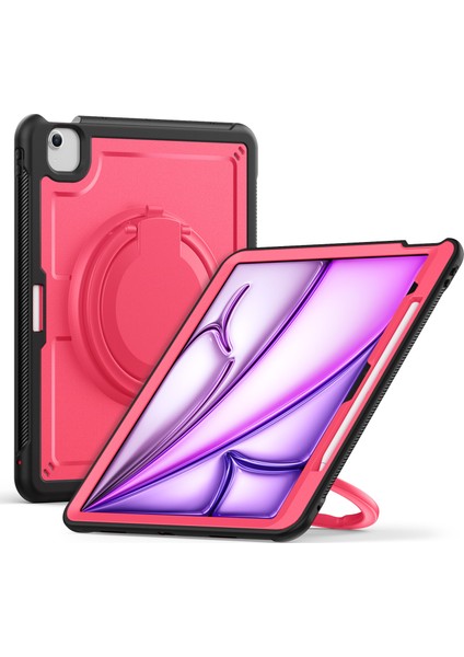iPad Air 13(2024) Kılıf Omuz Askılı Kickstand Pc+Tpu Tablet Kılıfı- (Yurt Dışından)