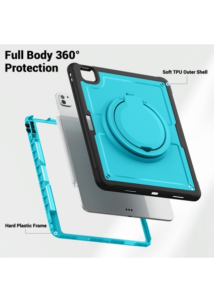 iPad Air 13(2024) Kılıf Omuz Askılı Kickstand Pc+Tpu Tablet Kılıfı-Bebek Si (Yurt Dışından)