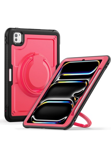 iPad Pro 11(2024)M4 A2836 Kılıf Darbeye Dayanıklı Pc+Tpu Tablet Kılıfı, Kickstand,kalemlik- (Yurt Dışından)
