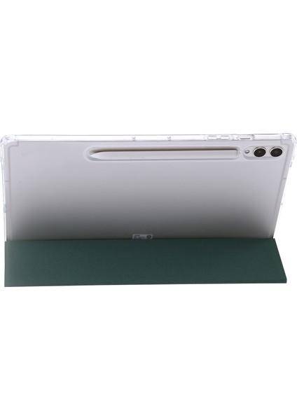 Samsung Galaxy Tab S10 Ultra Kılıf Üç Katlı Standlı Deri+Tpu+Akrilik Şeffaf Arka Tablet Kapağı-Imsı (Yurt Dışından)