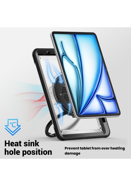 iPad Air 11(2024) Omuz Askılı Kılıf Kickstand Pc+Tpu Tablet Kılıfı-Şeffaf (Yurt Dışından)