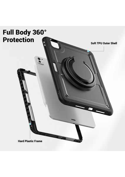 iPad Pro 11(2024)M4 A2836 Kılıf Darbeye Dayanıklı Pc+Tpu Tablet Kılıfı, Kickstandlı, Kalemlik- (Yurt Dışından) modelleri