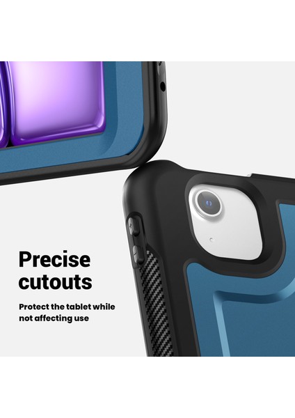 iPad Air 13(2024) Kılıf Omuz Askılı Kickstand Pc+Tpu Tablet Kılıfı-Lacivert (Yurt Dışından)