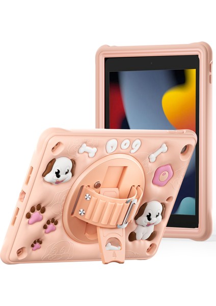 iPad 10.2(2021)/(2020)/(2019)CASE Kickstand Sevimli Köpek Pc+Silikon+Tpu Tablet Kılıfı (Yurt Dışından)