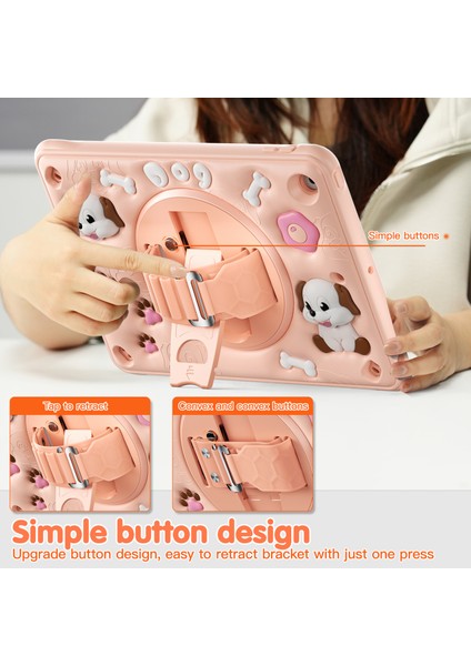 iPad 10.2(2021)/(2020)/(2019)CASE Kickstand Sevimli Köpek Pc+Silikon+Tpu Tablet Kılıfı (Yurt Dışından)