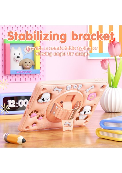 iPad 10.2(2021)/(2020)/(2019)CASE Kickstand Sevimli Köpek Pc+Silikon+Tpu Tablet Kılıfı (Yurt Dışından)