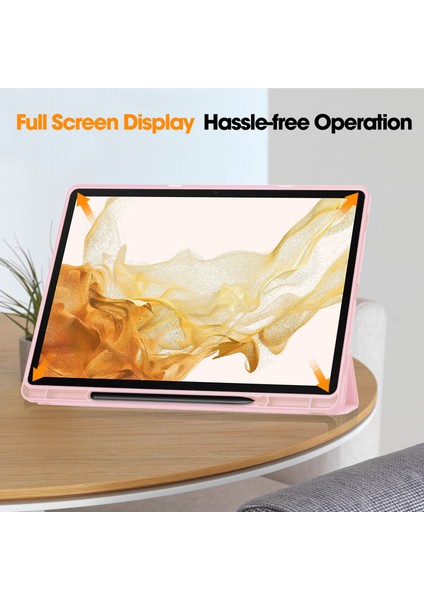 Samsung Galaxy Tab S10+STANDLI Kılıf Şok Emici Deri Tablet Kılıfı Kalem Yuvalı- (Yurt Dışından)
