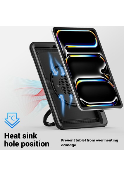 iPad Pro 11(2024)M4 A2836 Kılıf Pc+Tpu Kickstand Tablet Kılıfı, Kalemlik, Omuz Askısı- (Yurt Dışından)
