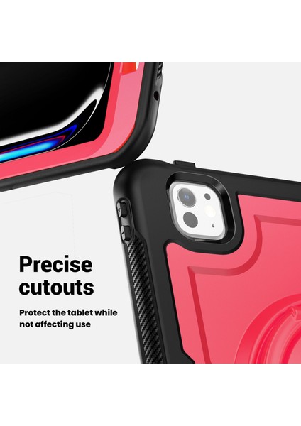 iPad Pro 11(2024)M4 A2836 Kılıf Pc+Tpu Kickstand Tablet Kılıfı, Kalemlik, Omuz Askısı- (Yurt Dışından)