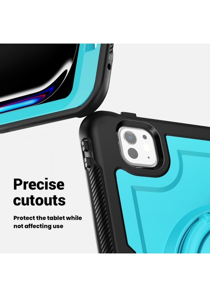 iPad Pro 11(2024)M4 A2836 Kılıf Pc+Tpu Kickstand Tablet Kılıfı, Kalemlik, Omuz Askısı- (Yurt Dışından)