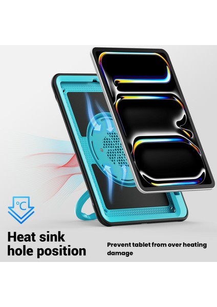 iPad Pro 11(2024)M4 A2836 Kılıf Pc+Tpu Kickstand Tablet Kılıfı, Kalemlik, Omuz Askısı- (Yurt Dışından)