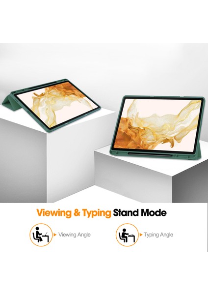 Samsung Galaxy Tab S10+STANDLI Kılıf Şok Emici Deri Tablet Kılıfı Kalem Yuvalı-Imsı (Yurt Dışından)