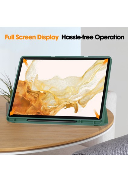 Samsung Galaxy Tab S10+STANDLI Kılıf Şok Emici Deri Tablet Kılıfı Kalem Yuvalı-Imsı (Yurt Dışından)