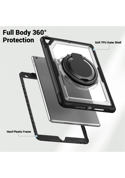 iPad 10.2(2021)/(2020)/(2019)/IPAD Pro 10.5-INÇ(2017)/IPAD Air 10.5 Inç Tablet Kılıfı Pc+Tpu Kickstand Kapağı-Şeffaf (Yurt Dışından)