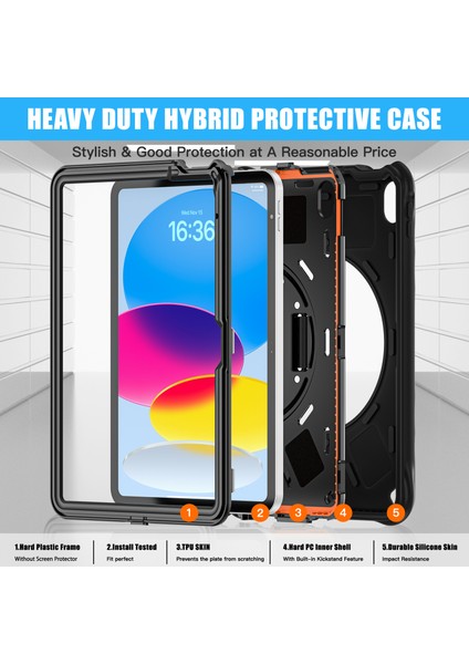 iPad 10.9(2022) Kılıf Kickstand Tpu+Pc+Silikon Tablet Kılıfı- (Yurt Dışından) indirimleri