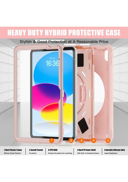 iPad 10.9(2022) Kılıf Kickstand Tpu+Pc+Silikon Tablet Kılıfı- (Yurt Dışından)
