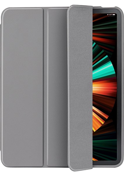 Üç Katlı Yumuşak Silikon + Tpu Stand Akıllı Otomatik Uyku/uyandırma Kapağı, iPad Pro 11(2022)/(2021)/(2020)/(2018)-GRI (Yurt Dışından)