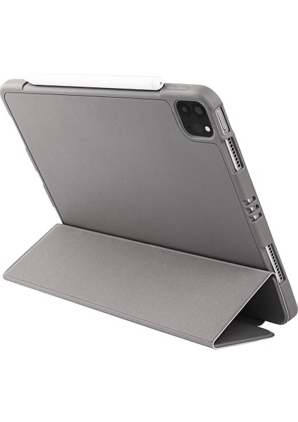 Üç Katlı Yumuşak Silikon + Tpu Stand Akıllı Otomatik Uyku/uyandırma Kapağı, iPad Pro 11(2022)/(2021)/(2020)/(2018)-GRI (Yurt Dışından)