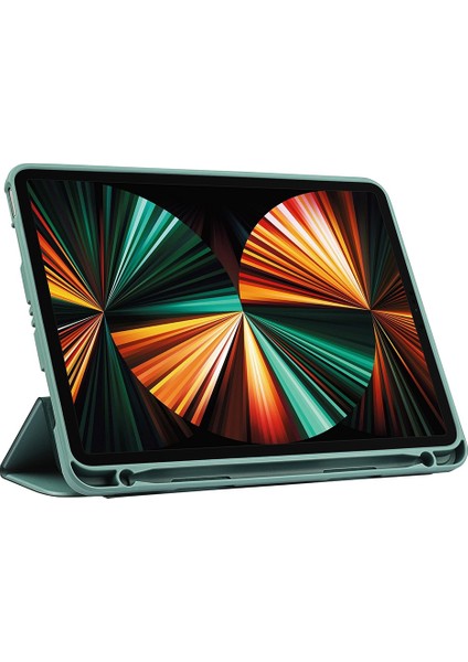 Üç Katlı Yumuşak Silikon + Tpu Stand Akıllı Otomatik Uyku/uyandırma Kapağı, iPad Pro 11(2022)/(2021)/(2020)/(2018)-GRI (Yurt Dışından)