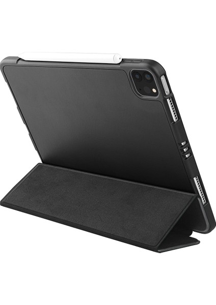 Üç Katlı Yumuşak Silikon + Tpu Stand Akıllı Otomatik Uyku/uyandırma Kapağı, iPad Pro 11(2022)/(2021)/(2020)/(2018)- Kalem Tutuculu (Yurt Dışından)