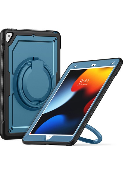 iPad 10.2(2021)/(2020)/(2019)/IPAD Pro 10.5-INÇ(2017)/IPAD Air 10.5 Inç Tablet Kılıfı Pc+Tpu Kickstand Kapak-Lacivert (Yurt Dışından)