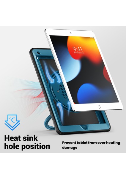 iPad 10.2(2021)/(2020)/(2019)/IPAD Pro 10.5-INÇ(2017)/IPAD Air 10.5 Inç Tablet Kılıfı Pc+Tpu Kickstand Kapak-Lacivert (Yurt Dışından)