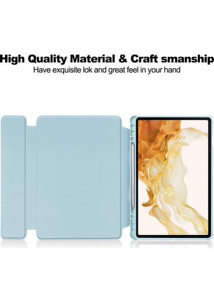 Samsung Galaxy Tab S10+KILIF 360° Döner Stand Pu Deri+Akrilik Tablet Kılıfı (Klavyeli)-Gök Si (Yurt Dışından)