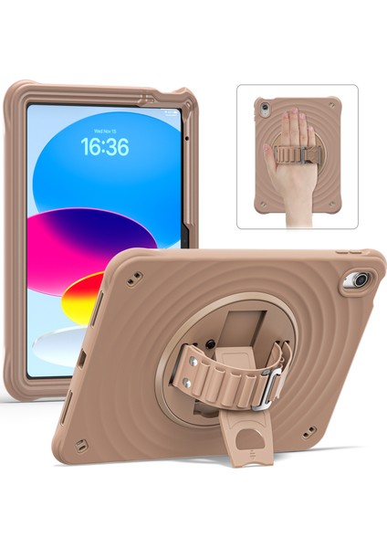 iPad 10.9(2022) Kılıf Kickstand Tpu+Pc+Silikon Tablet Kılıfı-Latte Rengi (Yurt Dışından)