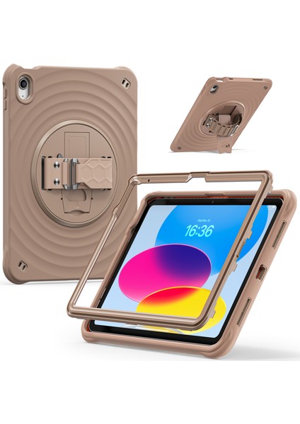 iPad 10.9(2022) Kılıf Kickstand Tpu+Pc+Silikon Tablet Kılıfı-Latte Rengi (Yurt Dışından)